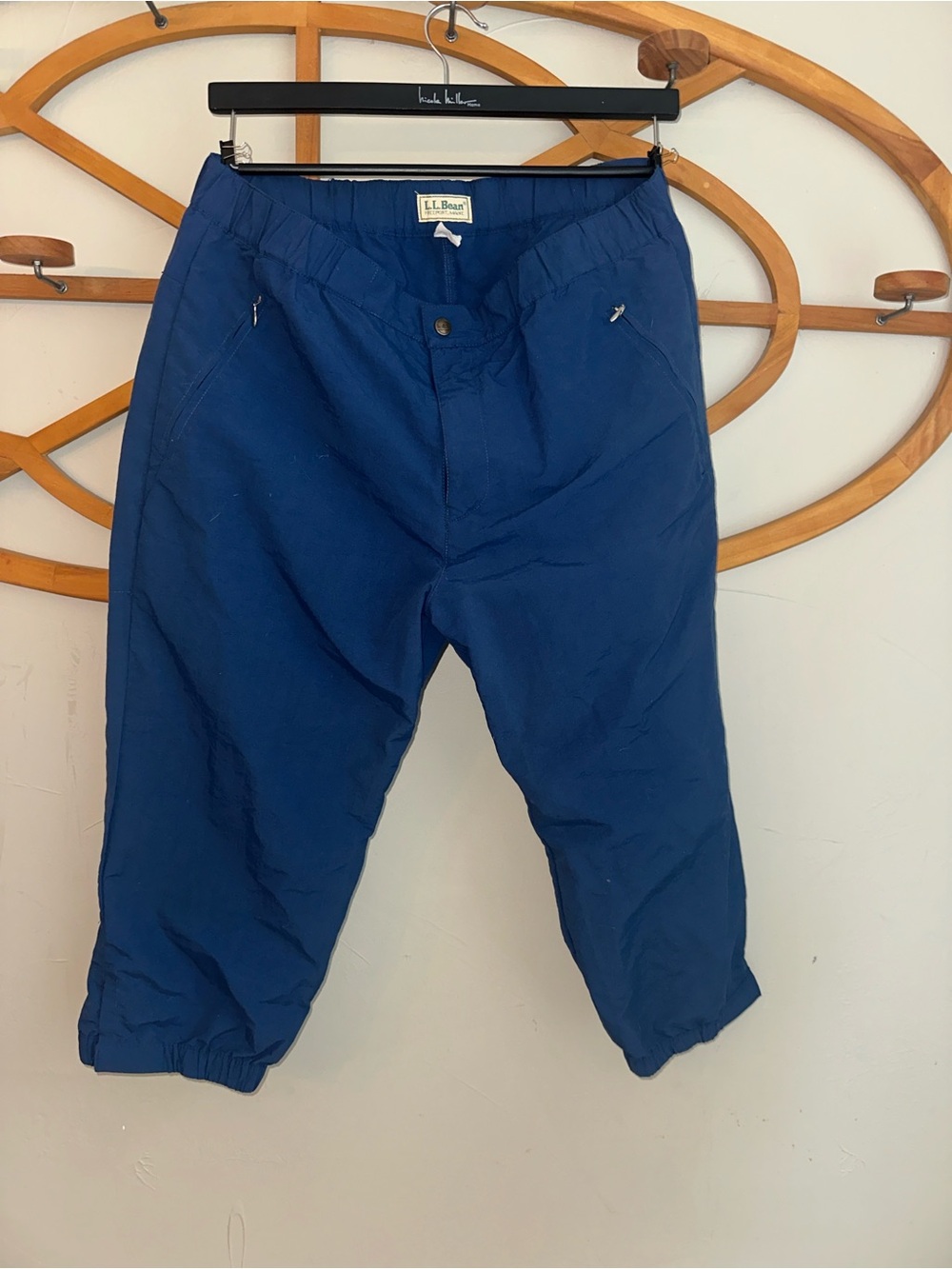 Vintage L.L.Bean Women’s Blue Nylon Cropped Wind Pants Size Large